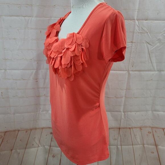 Cato orange/peach blouse with fringe on collar - Picture 13 of 14